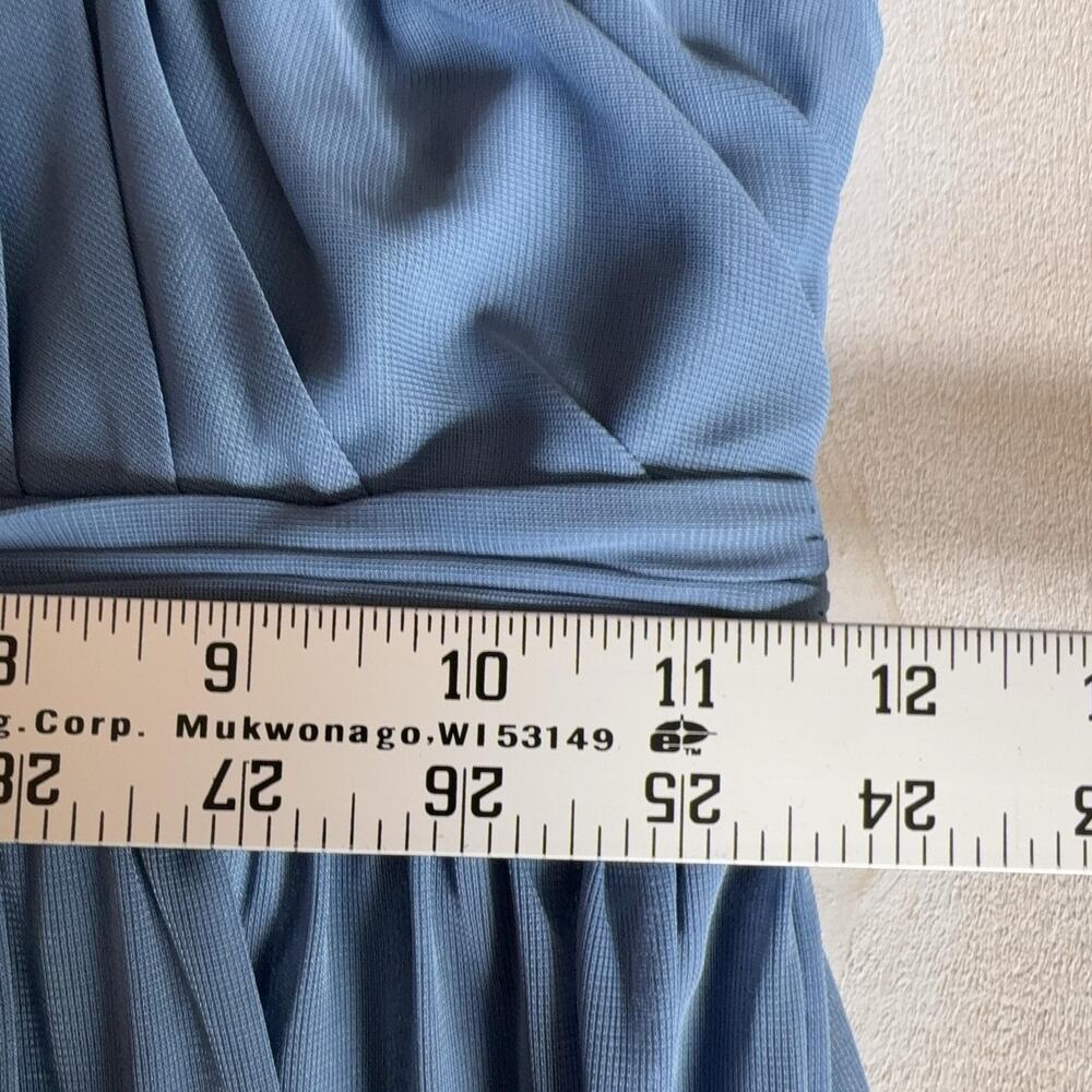 David's Bridal Dress Girls 10 Steel Blue Y Neck Mesh Maxi Formal NWT $99 Gown - Picture 12 of 15
